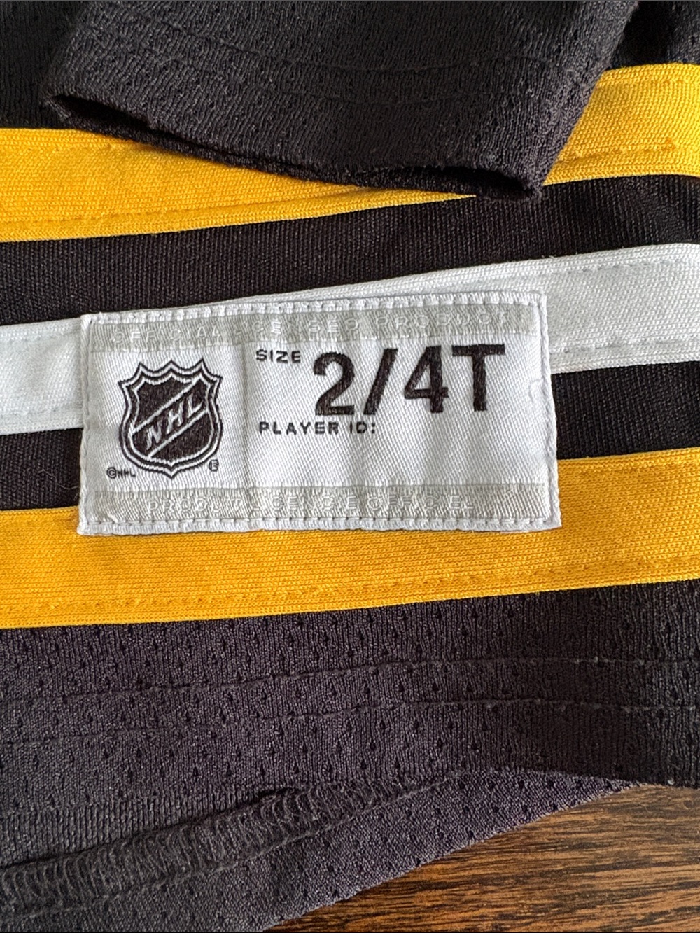 NHL Boston Bruins Kids Black & Yellow Hockey Jersey - Picture 2 of 6